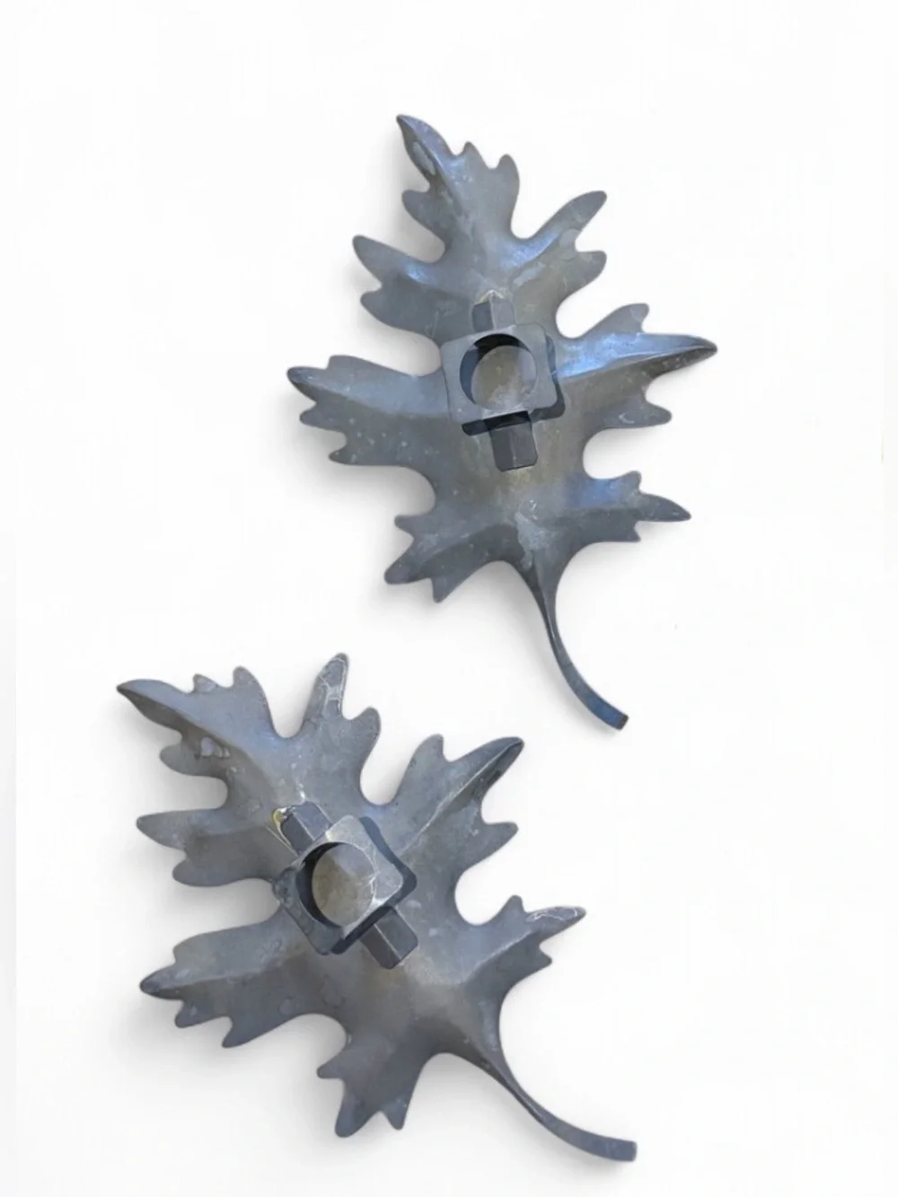 VTG 60s MCM Brutalist Mixed Metal Wall Art Set - 3 Flying Geese & 3 Oak Leaves